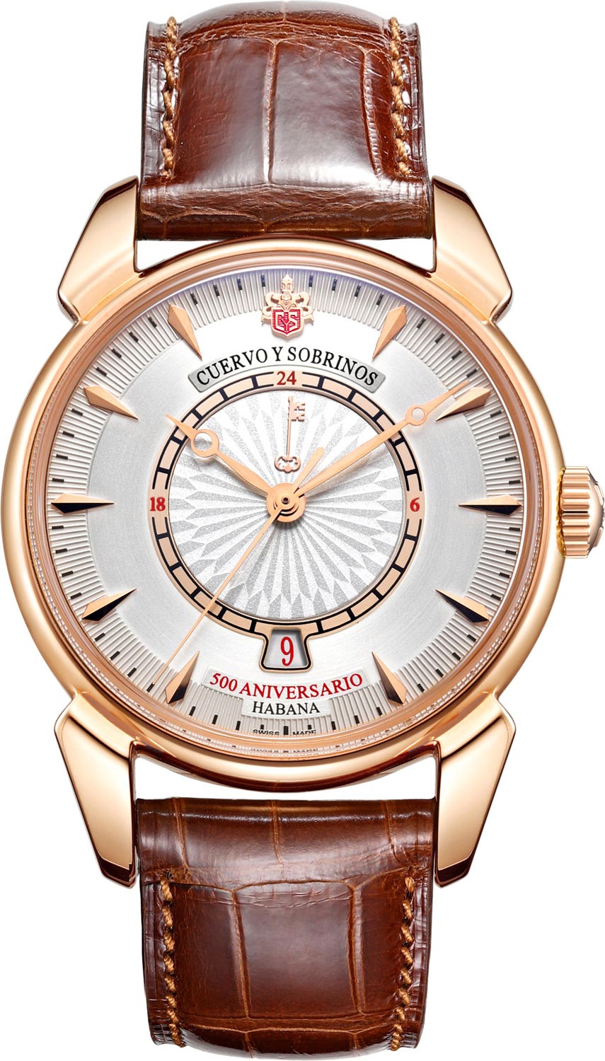 Швейцарские механические золотые наручные часы Cuervo y Sobrinos 3196.9A