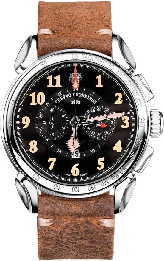 Швейцарские механические наручные часы Cuervo y Sobrinos 3201.1CN с хронографом