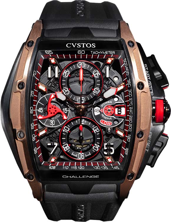 Швейцарские механические титановые наручные часы CVSTOS Challenge-III-Chrono-Gold-Titanium-Black с хронографом
