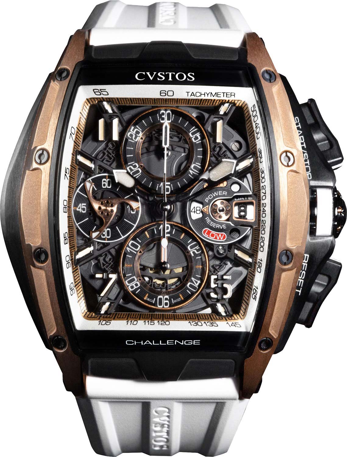 Швейцарские механические титановые наручные часы CVSTOS Challenge-III-Chrono-Gold-Titanium-White-Gt с хронографом