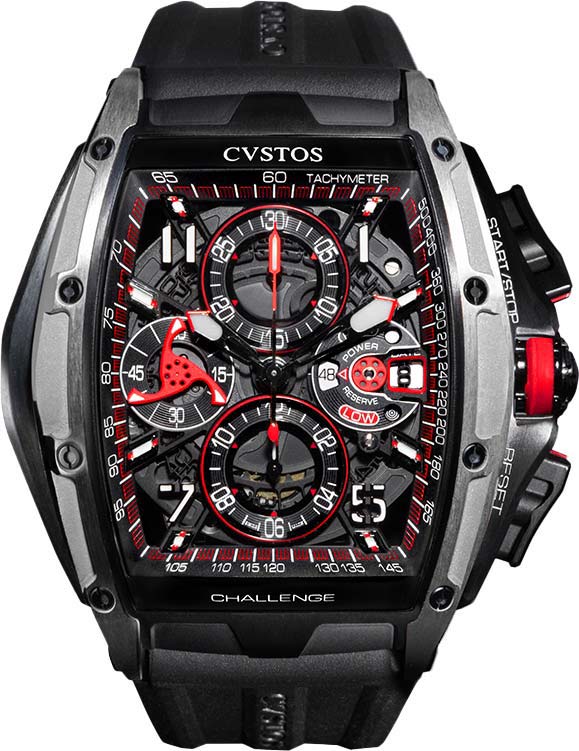 Швейцарские механические титановые наручные часы CVSTOS Challenge-III-Chrono-Titanium-Black-Gt с хронографом