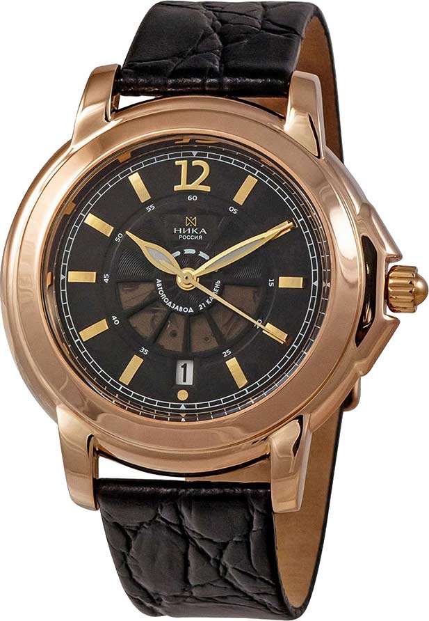 Российские механические золотые наручные часы Ника 1058.0.1.54A
