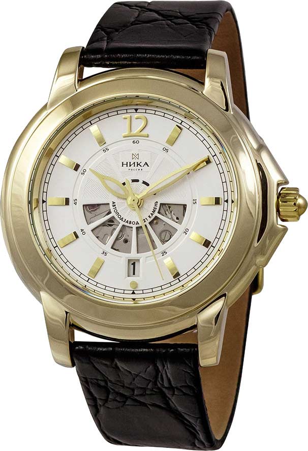 Российские механические золотые наручные часы Ника 1058.0.3.14A