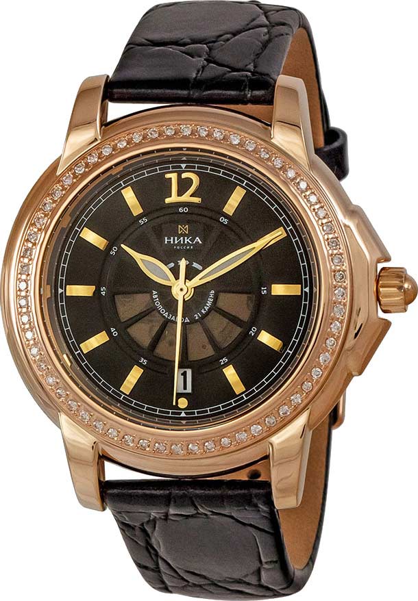 Российские механические золотые наручные часы Ника 1068.1.1.54A