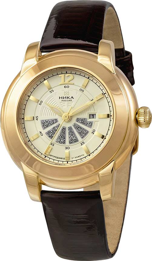 Российские механические золотые наручные часы Ника 1070.0.3.44A