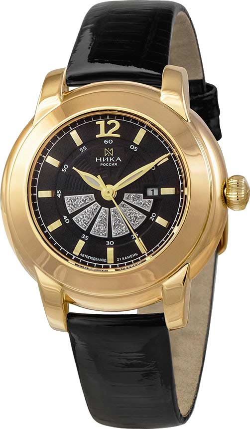 Российские механические золотые наручные часы Ника 1070.0.3.54A