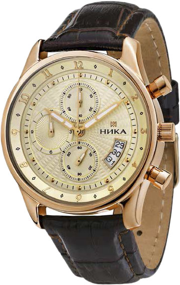 Российские золотые наручные часы Ника 1246.0.1.42A с хронографом