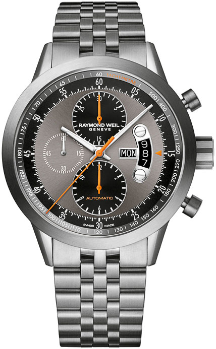 Швейцарские механические титановые наручные часы Raymond Weil 7745-TI-05609 с хронографом