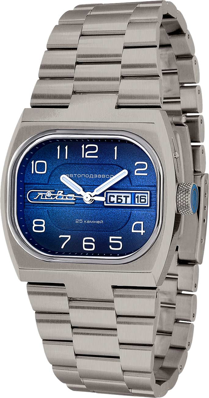 Российские механические титановые наручные часы Слава Телевизор 0220299/100-2427