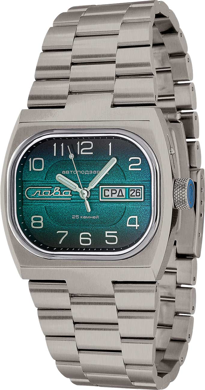 Российские механические титановые наручные часы Слава Телевизор 0220303/100-2427