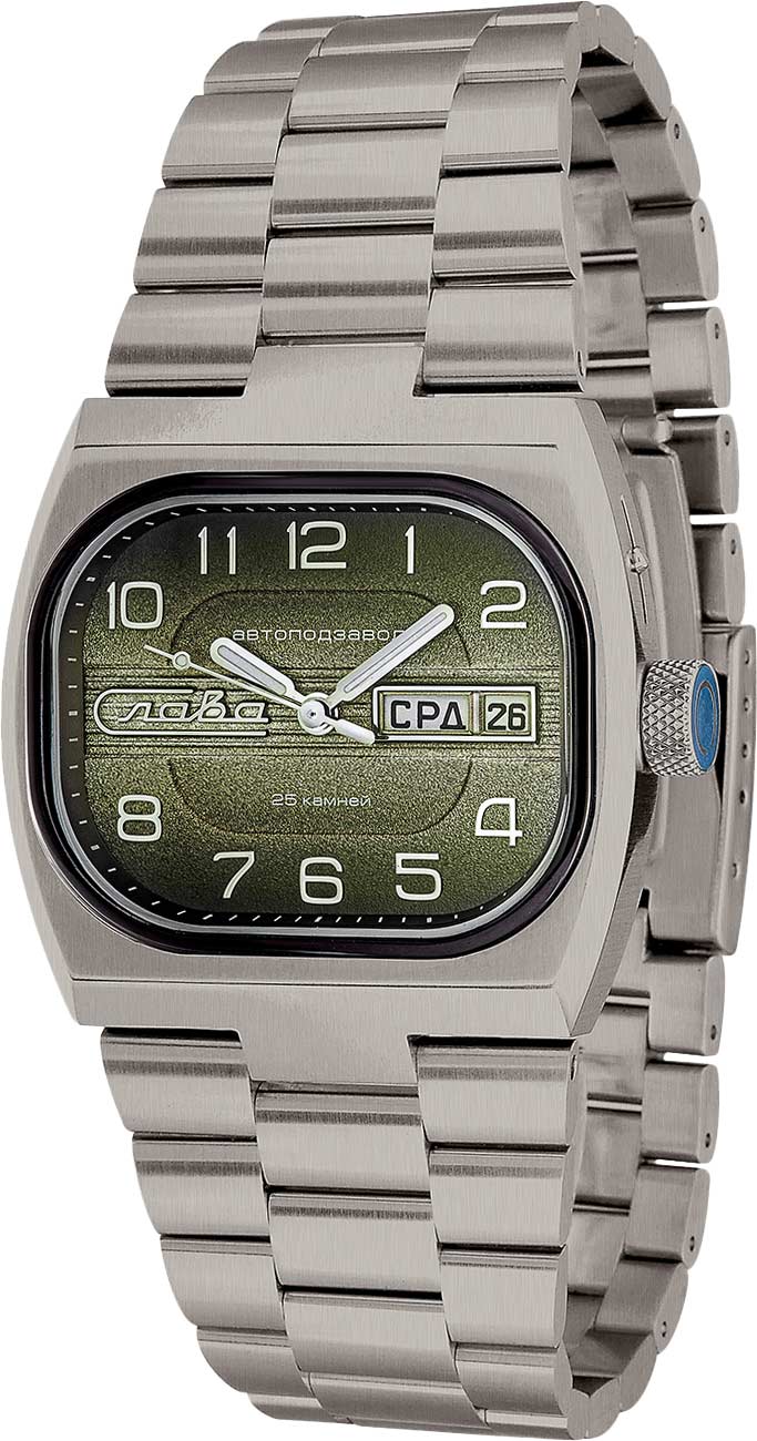 Российские механические титановые наручные часы Слава Телевизор 0222305/100-2427