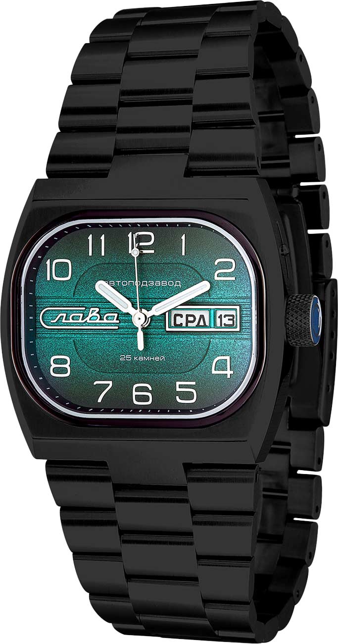 Российские механические титановые наручные часы Слава Телевизор 0224303/100-2427