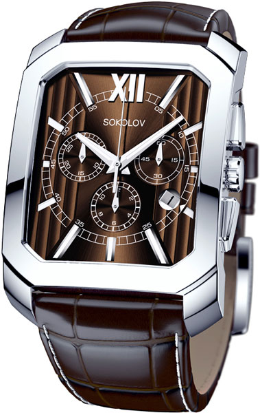Российские серебряные наручные часы SOKOLOV 144.30.00.000.04.02.3 с хронографом