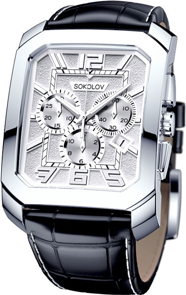 Российские серебряные наручные часы SOKOLOV 144.30.00.000.05.01.3 с хронографом